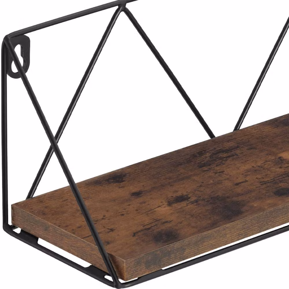 tectake Rockport Industrial Wall Mounted Shelves in Brown – 5