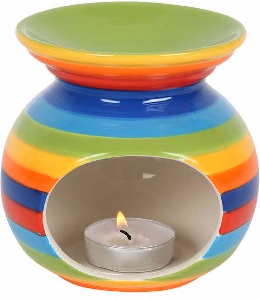 KDMD Rainbow Striped Ceramic Tabletop Tealight Oil Burner in Multicolour – 1