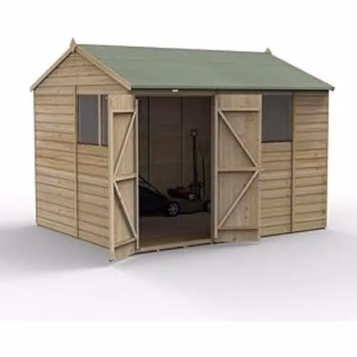 Forest Garden Reverse Apex Wooden Shed in Brown or Green
