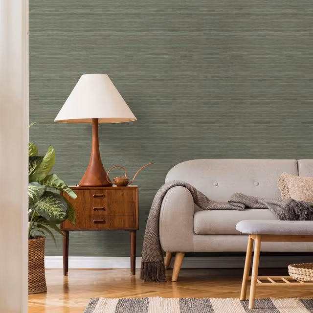 Superfresco Easy Emperor Grasscloth Texture Wallpaper in Green