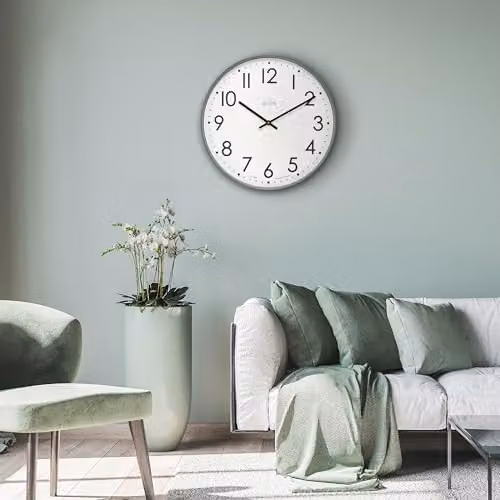 Acctim Ashridge Large Round Quartz Wall Clock in Grey, Diameter: 50 cm – 2