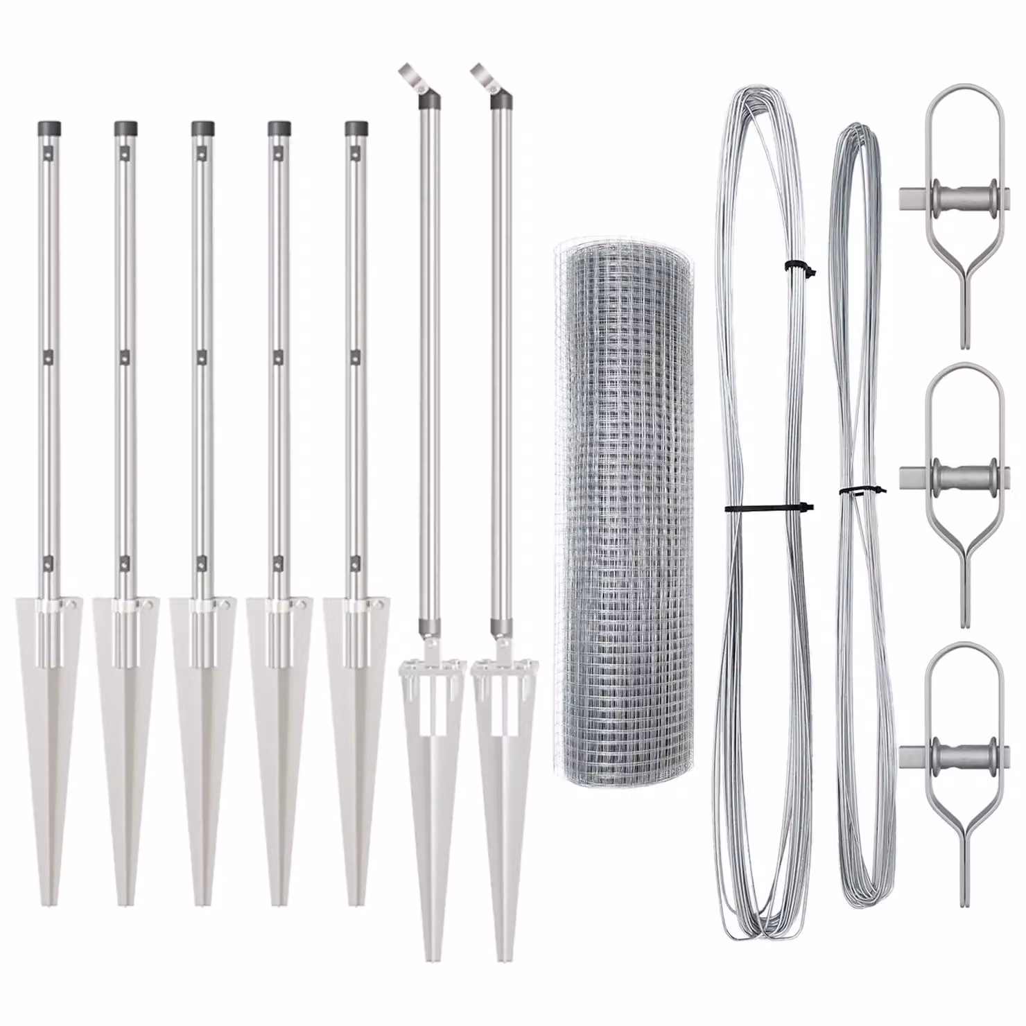 Berkfield Home Welded Wire Fence with 7 Spike Posts, Galvanised Steel, Silver, W: 10 m, H: 0.8 m – 2