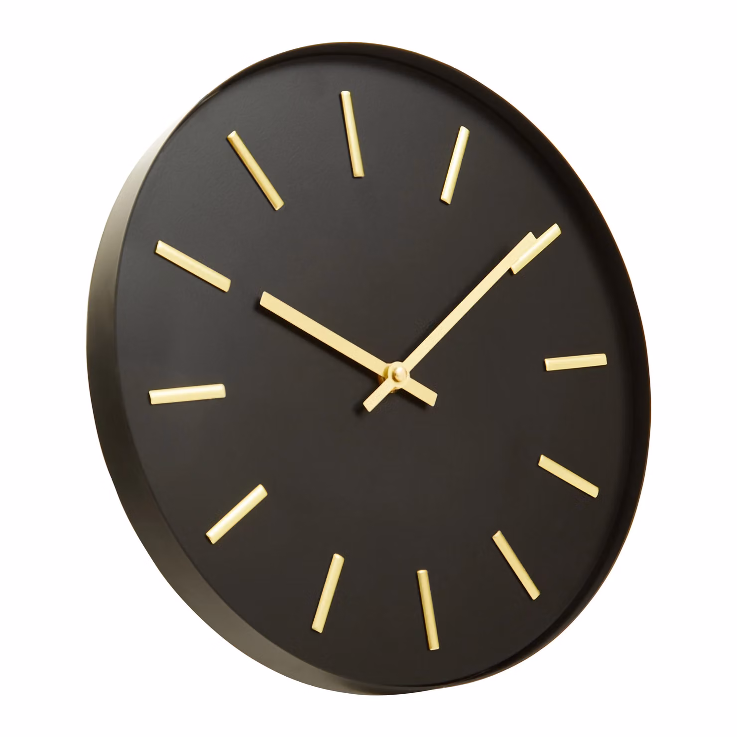Orsina Modern Round Analog Wall Clock in Black and Gold Metal, Diameter: 30 cm – 2
