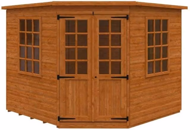 Buttercup Farm Pentagon Cornerhouse 12mm Wooden Shed in Burnt Orange