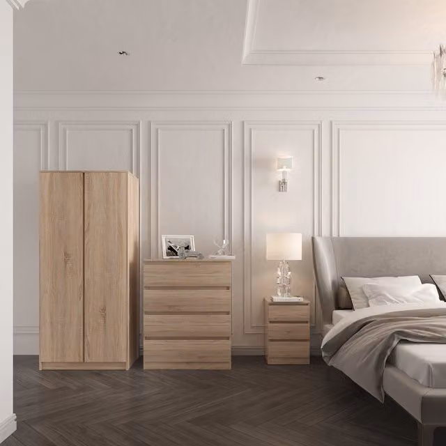 Seconique Malvern 2 Door Wardrobe Bedroom Set in Brown Sonoma Oak Effect