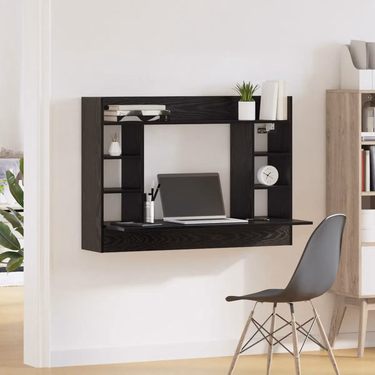 Berkfield Home Black Oak Wall-Mounted Writing Desk, W/D/H: 105 x 48 x 75 cm – 2