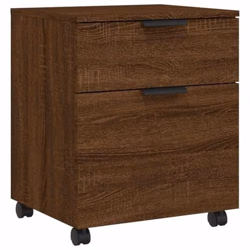 vidaXL Mobile File Cabinet with Wheels and Lock, Brown Oak Desk Organiser in Engineered Wood