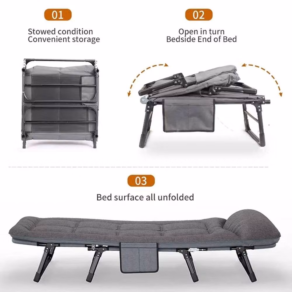 EONLION Folding Sun Lounger Recliner with Adjustable Headrest in Grey – 5