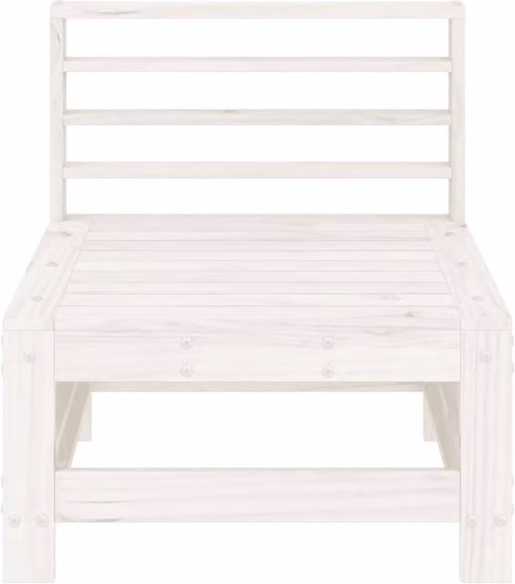 Berkfield Home Beautiful Garden Middle Sofa in White Solid Pine Wood, W/D/H: 120 x 60 x 63.5 cm – 1