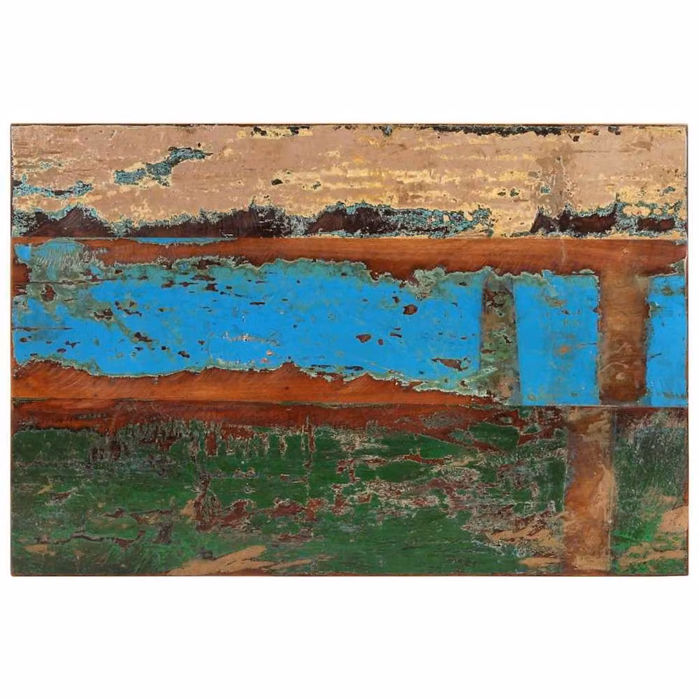 Berkfield Home Rectangular Solid Reclaimed Wood Table Top, Multicolour, W: 90 cm, D: 60 cm, H: 2.5-2.7 cm – 2