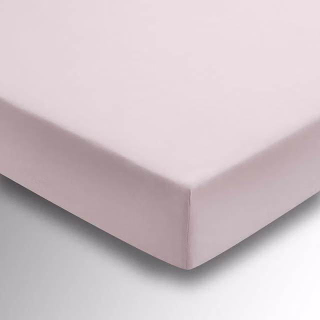 1951 Plain Dye Cotton Percale Super Kingsize Fitted Sheet, Pink, W/D/H: 180 x 200 cm