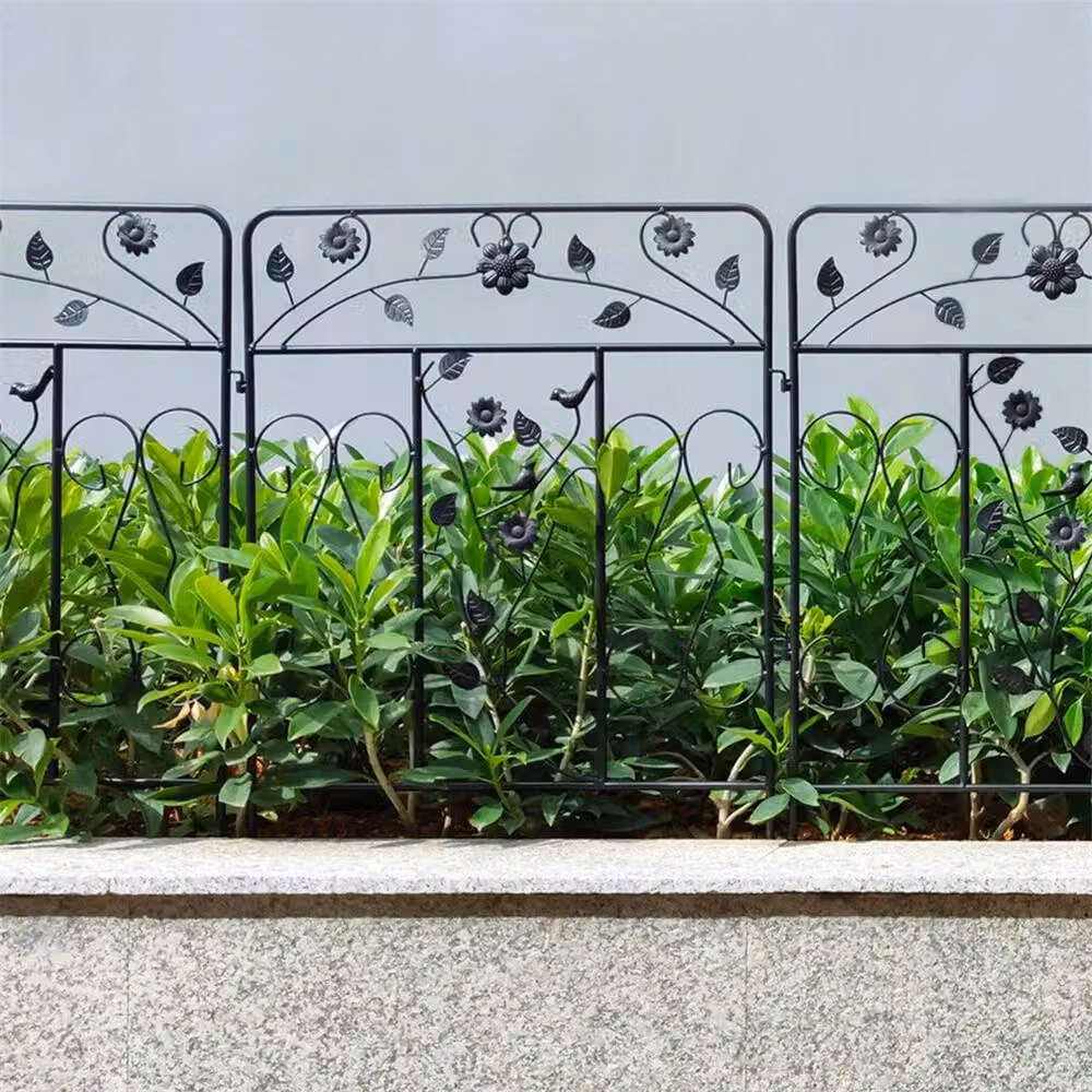 KORVIXA Black Steel Garden Fence, H: 80 cm, W: 60 cm, D: 60 cm – 4