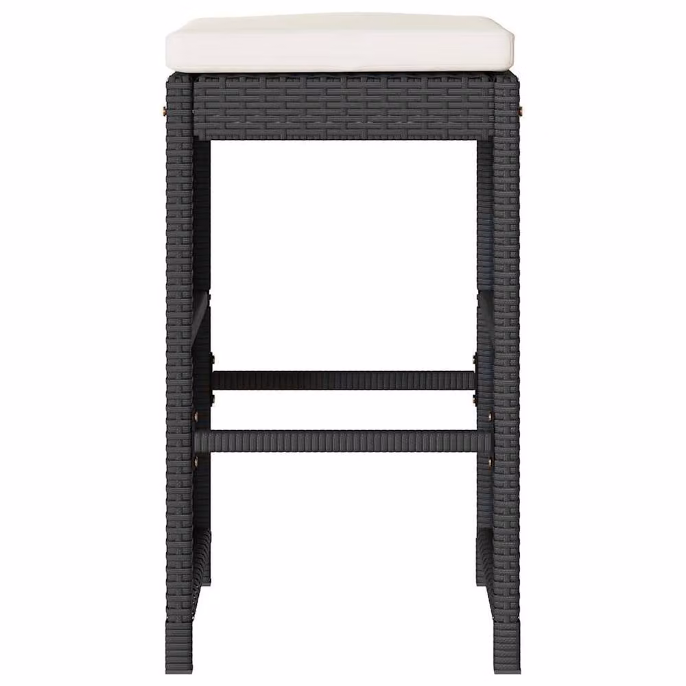 Berkfield Home Set of 2 Black Poly Rattan Garden Bar Stools with Removable Fabric Cushions – 4