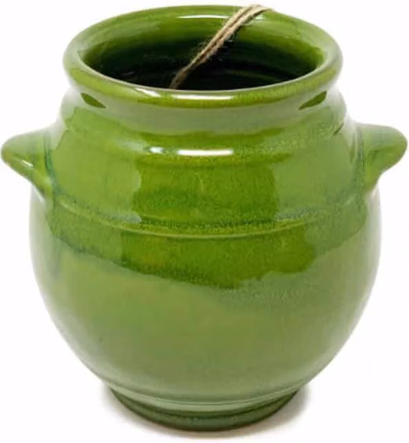 Verano Spanish Ceramics Selena Glazed Hand Dipped Kitchen Utensil Jar, Dark Green, H: 16 cm, D: 16.5 cm
