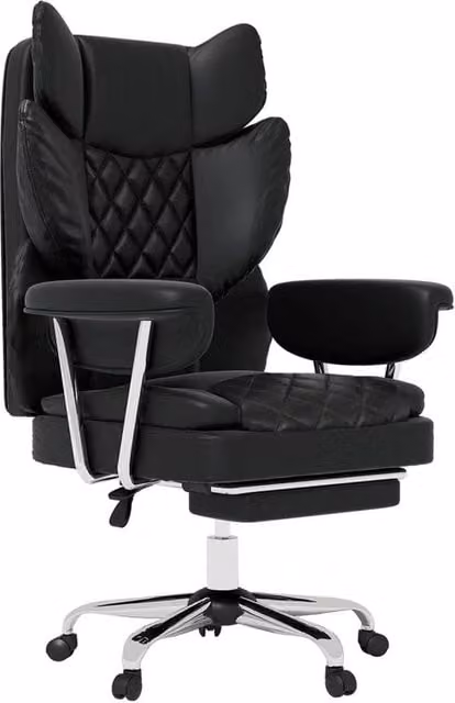 Nordara Black Synthetic Leather Ergonomic Big and Tall Office Desk Chair with Headrest and Armrests – 1