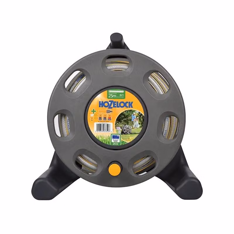 Hozelock Freestanding Compact Manual Hose Reel in Grey and Multicolour – 3
