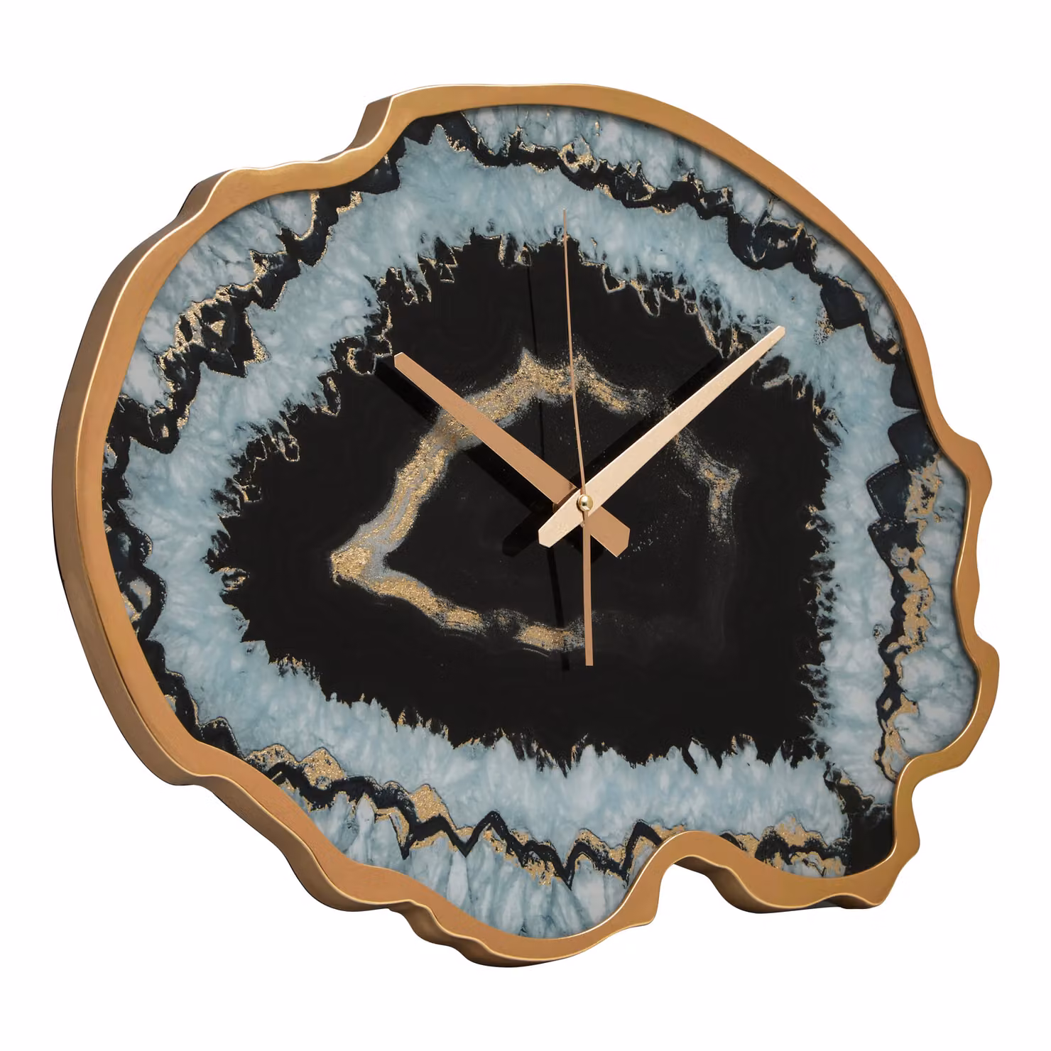 Orsina Celina Black and Gold Abstract Agate Effect Metal Wall Clock – 4