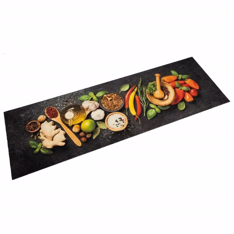 Berkfield Home Spices Washable Kitchen Rug in Black Velvet, W: 60 cm, L: 180 cm