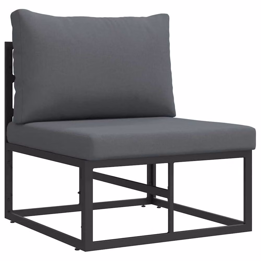 Berkfield Home 5 Piece L-Shape Garden Sofa Set in Black Powder Coated Aluminium with Cushions, W/D/H: 70 x 70 x 32 cm – 4