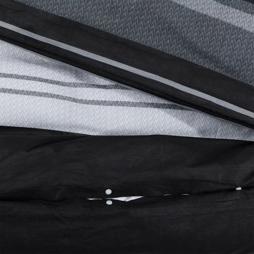 Berkfield Home Striped Cotton Duvet Cover and Pillowcase Set in Black and White, W: 200 cm, H: 220 cm – 4