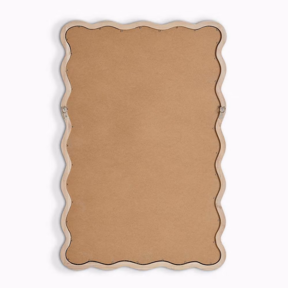 FurnitureboxUK Damaris Modern Wavy Rectangular Wood Wall Mirror in Brown, W: 90 cm, H: 60 cm – 2