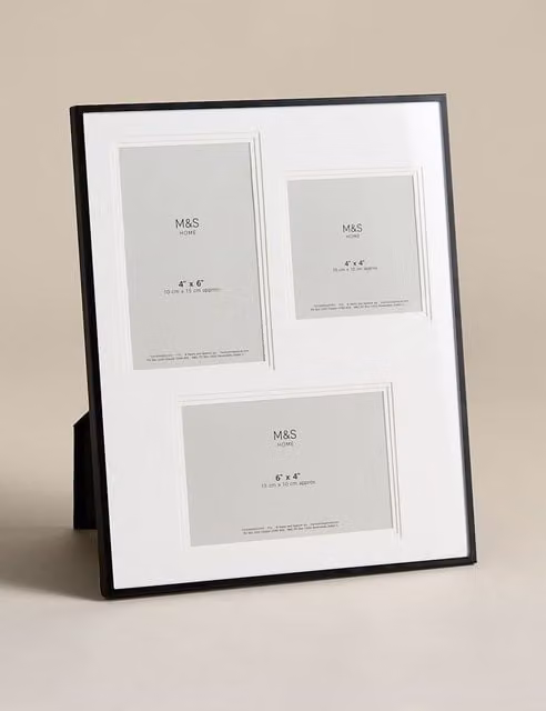 M&S Modern Rectangular Multi Mount Tabletop Photo Frame, Black, 5x7 inch