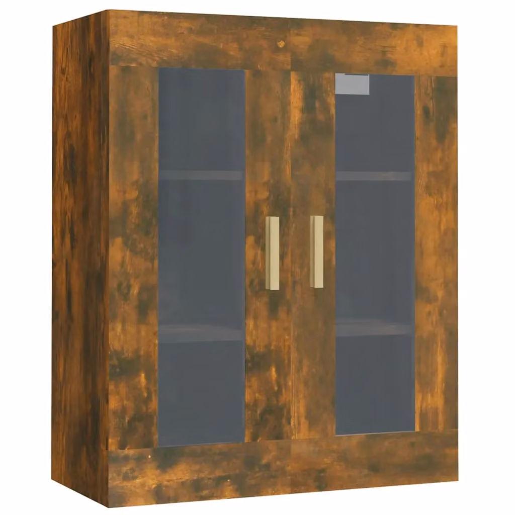 Berkfield Home Hanging Wall Cabinet in Smoked Oak Brown with Glass Doors, W/D/H: 69.5 x 34 x 90 cm – 2