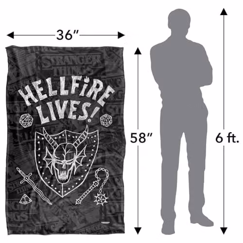 Netflix Stranger Things Hellfire Club Graduation Inverted Super Soft Fleece Throw Blanket, Multicolour, W/D/H: 91 x 147 cm – 6