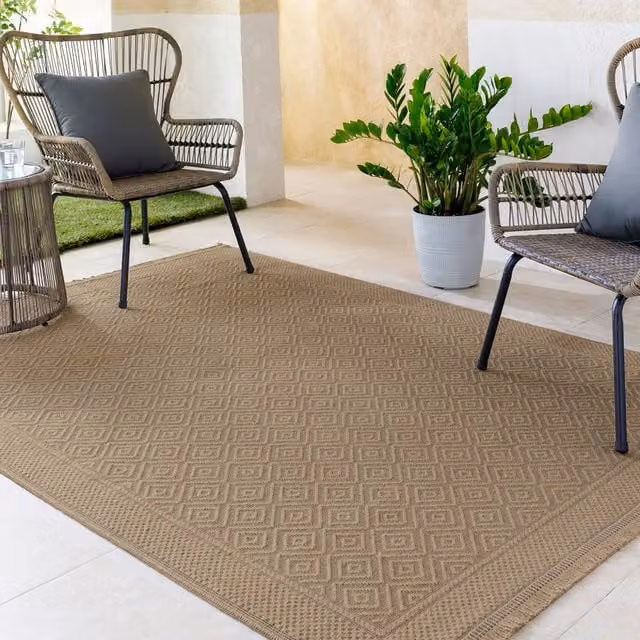 Livabliss Modern Washable Jute Geometric Rug in Beige, W/D/H: 80 x 220 cm – 1