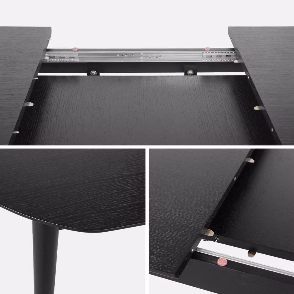 sweeek Modern Extendable Oval Dining Table in Black, 6 to 8 Seater, W/D/H: 180 x 90 x 75 cm – 2