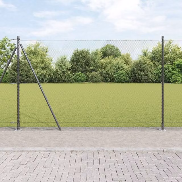 Berkfield Home Grey Steel Hexagon Fence, H: 160 cm x L: 25 m