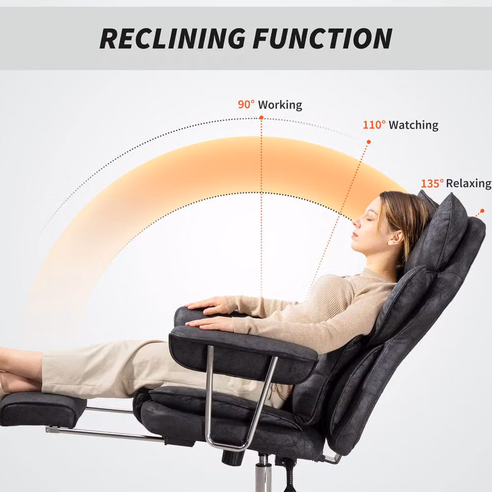STILVORA Black Synthetic Leather Executive Reclining Office Chair with Headrest and Armrests – 7