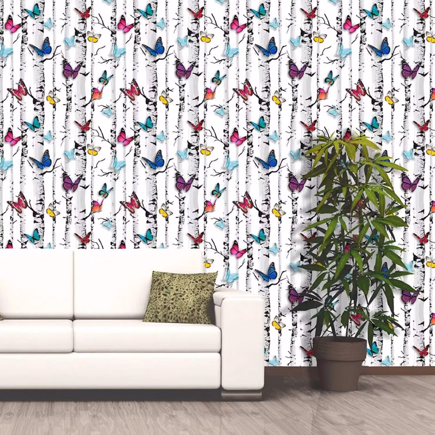 Muriva Emperor's Garden Butterfly Wallpaper in White and Multicolour – 2