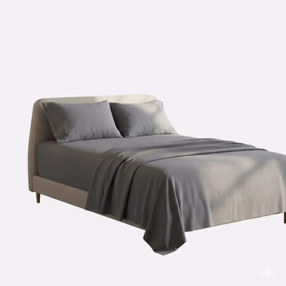 Snug City Grey Plain Brushed Cotton Flannelette Fitted Sheet and Matching Pillowcases Set, Single, 90 x 200 cm – 2