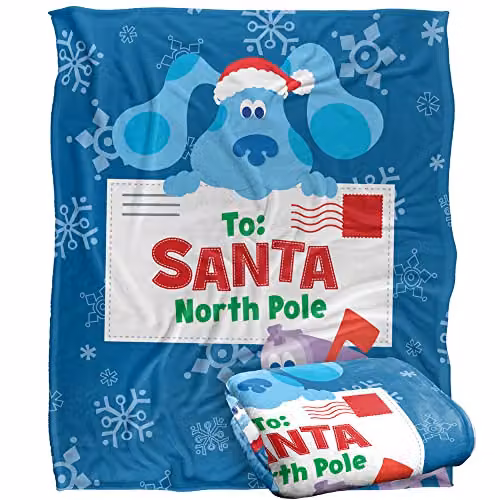 LOGOVISION Blue To Santa Letter Super Soft Fleece Throw Blanket, Blue and White, W/D/H: 152 x 127 cm – 1