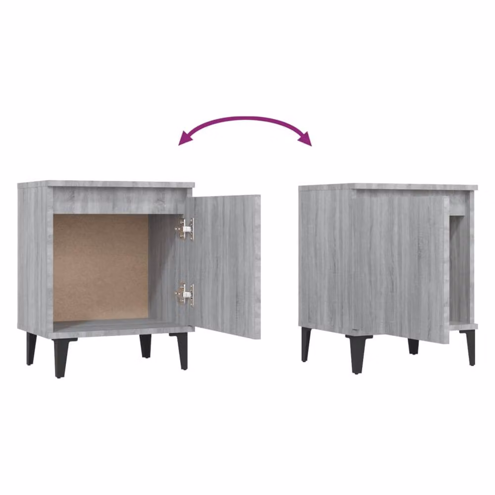 Berkfield Home Bed Cabinet with Metal Legs in Grey Sonoma, W: 40 cm, D: 30 cm, H: 50 cm – 3
