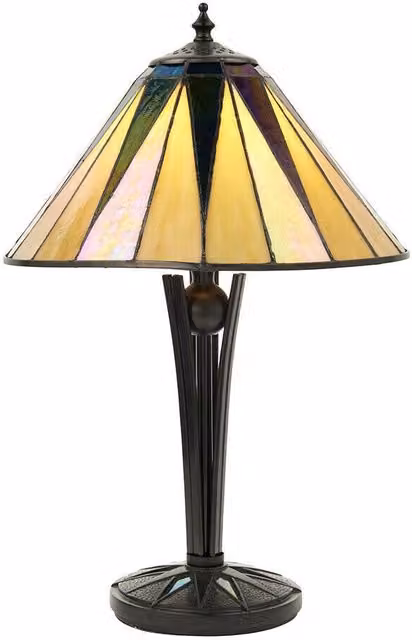 Loops Small Tiffany Glass Table Lamp with Black Finish and Multicolour Glass Design