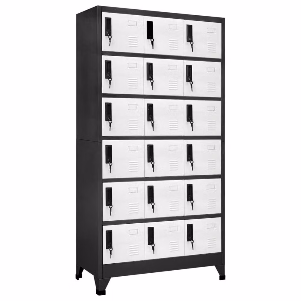 Berkfield Home Metal Locker Cabinet in Anthracite and White, W/D/H: 90 x 40 x 180 cm – 2