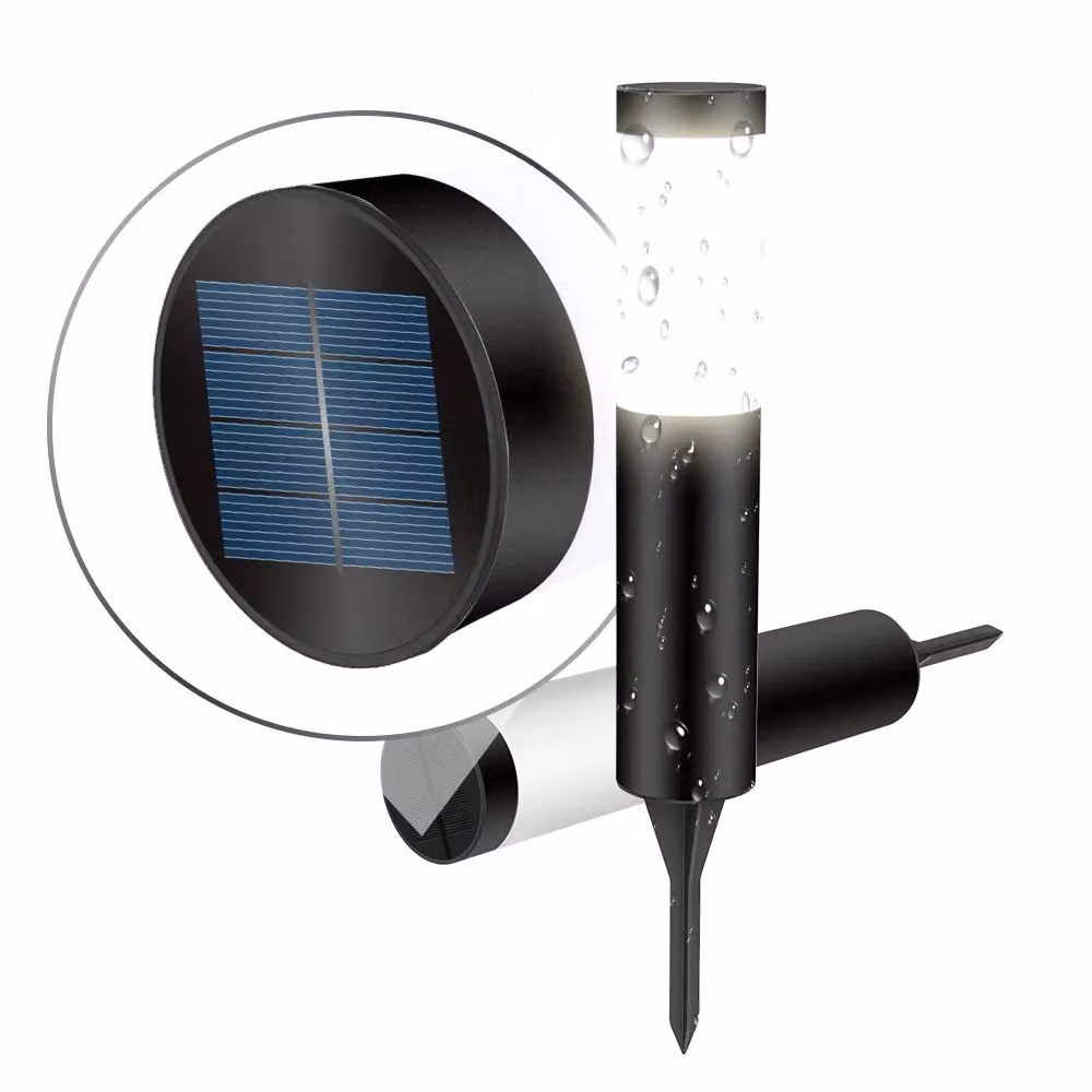 Leaper Solar LED Stainless Steel Ground Plug Lawn Light in Silver with Warm White Light – 2