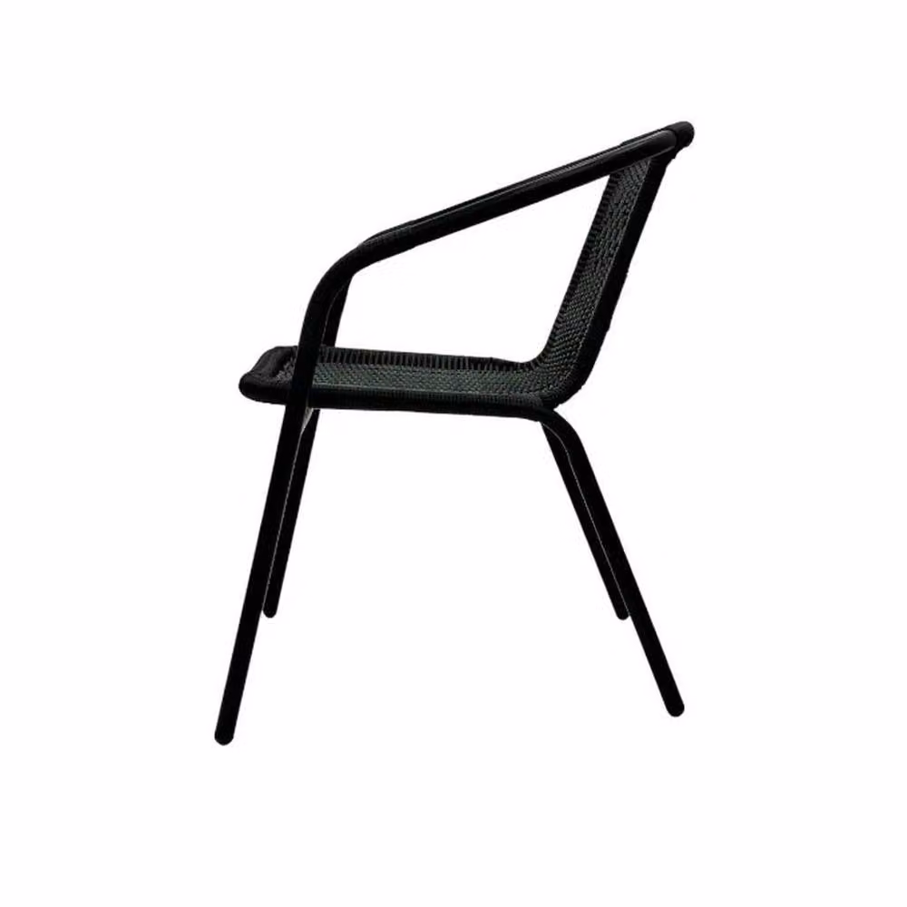 NESTLUNE 4-Piece Black Rattan Outdoor Patio Chairs with Powder Coated Steel Frame – 3