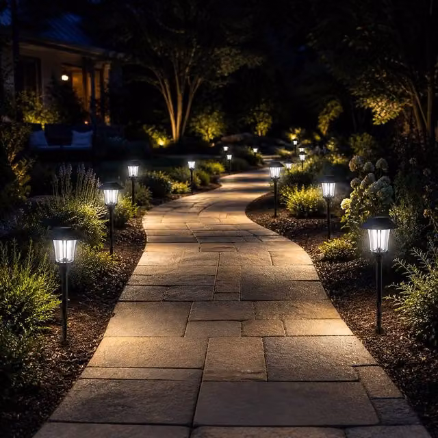 Simpa Set of 2 Solar Powered Black Aluminium Garden Post Lantern Lights – 1