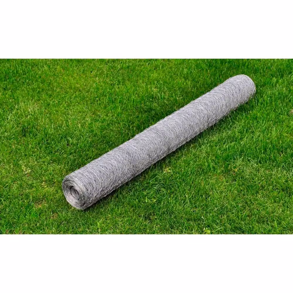 Berkfield Home Modern Galvanised Steel Chicken Wire Fence, Silver, W/H: 0.5 x 25 m – 2