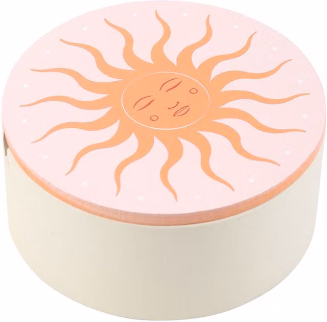 Kingsbury Gifts Sun Jewellery Wooden Storage Box with Lid, White