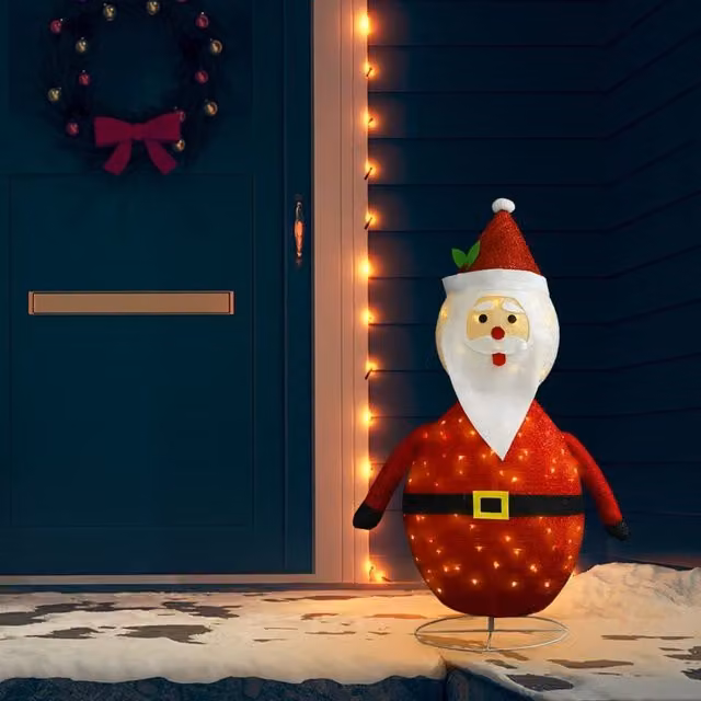 Berkfield Decorative Christmas Santa Claus Figure with LED Lights, Red and Multicolour, Height: 120 cm