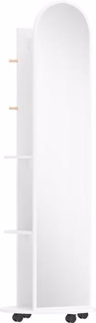 HOMCOM 2-in-1 Full Length Mirror with Storage Shelves, Coat Rack and Hooks, White, H 167.0 x W 50.0 x D 18.5 cm – 1