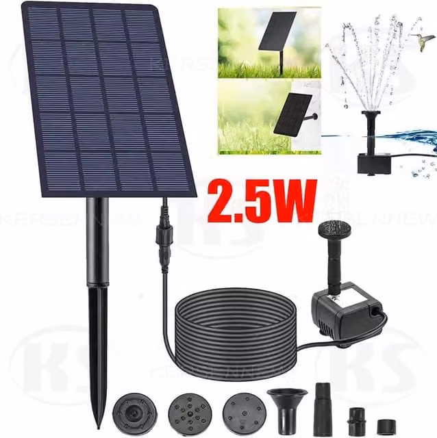 SPETLEK Solar Powered Water Pump Fountain for Garden Pools and Ponds, Black, 0.6m2