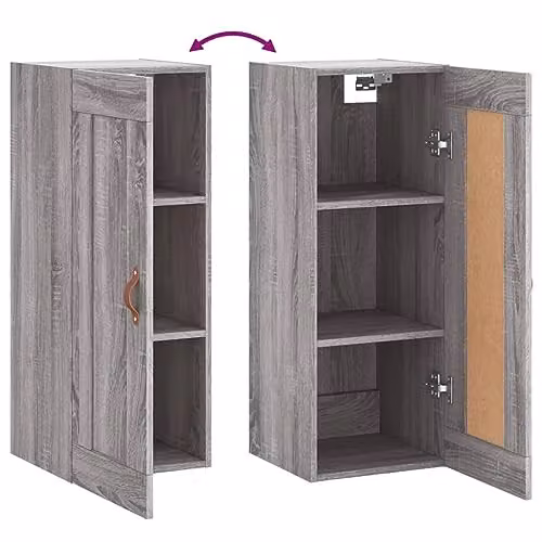 vidaXL Wall Mounted Cabinet in Grey, W/D/H: 34.5 x 34.0 x 90.0 cm – 3
