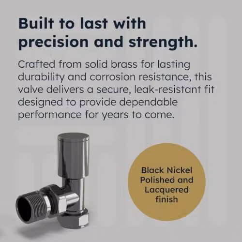 UK Radiators Talus Bold Angled Thermostatic Radiator Valve in Polished Black Brass, 1/2" x 15mm – 4