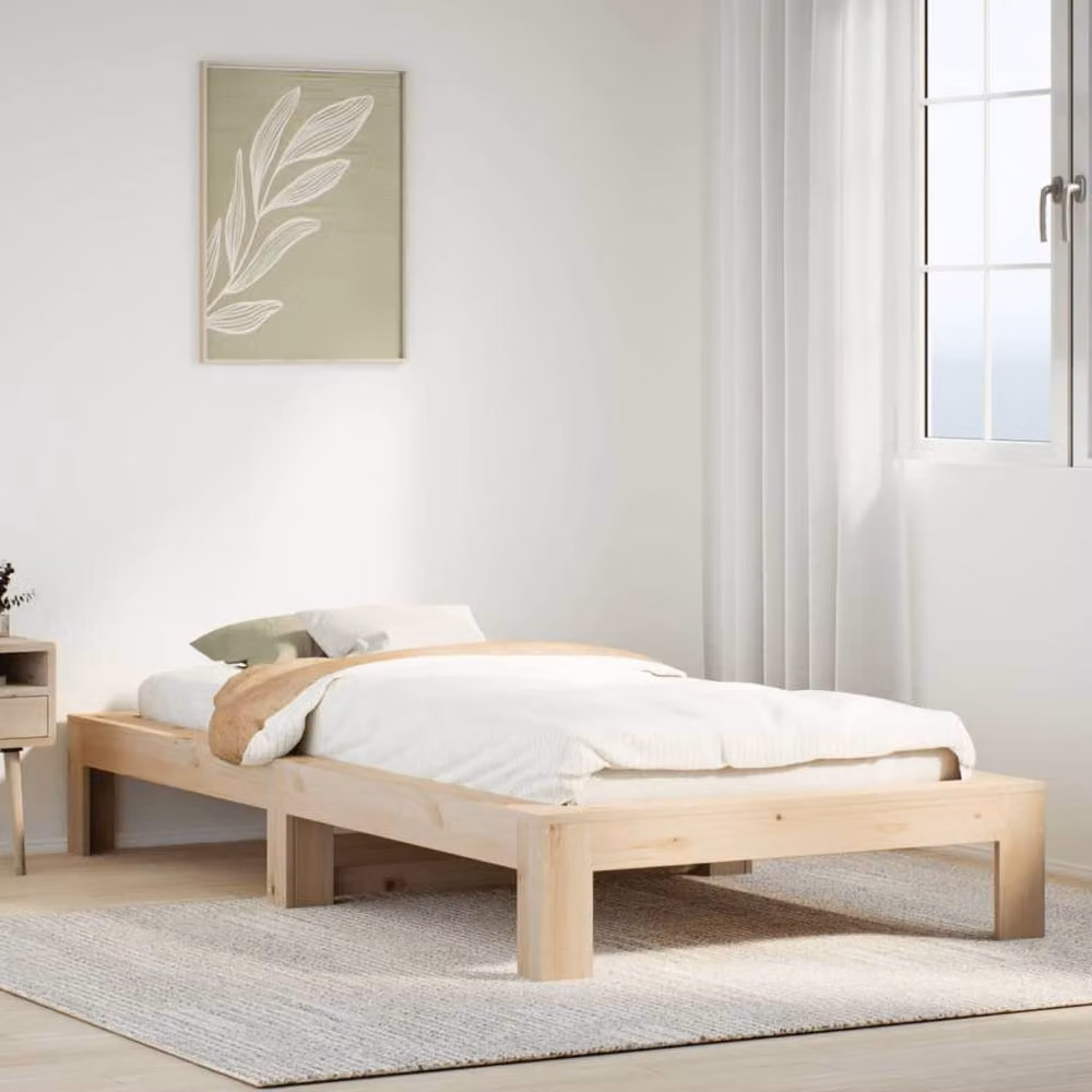 Berkfield Home Small Single Solid Wood Pine Bed Frame in Light Brown, W/D/H: 75 x 190 x 32 cm – 2