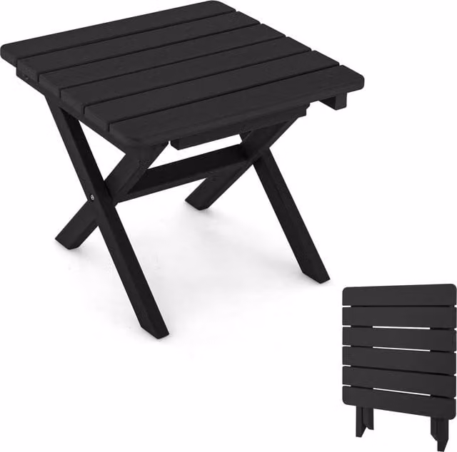 Costway Outdoor Folding Side Table in Matt Black